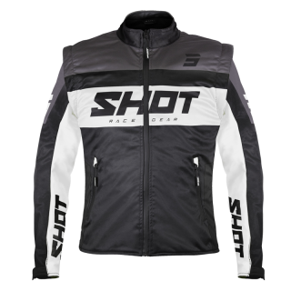 Veste SHOT softshell lite noir/blanc 2026 | Oxmoto