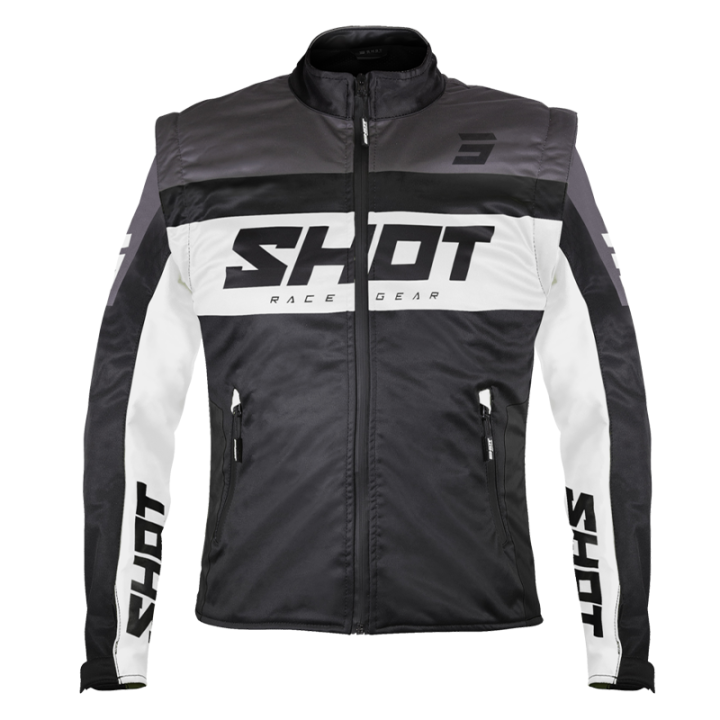 Veste SHOT softshell lite noir/blanc 2026 | Oxmoto