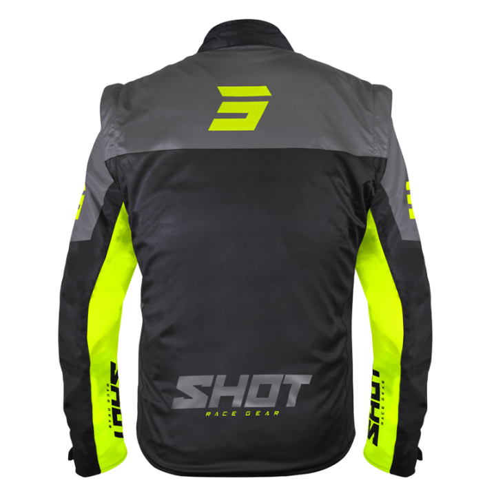 Veste SHOT softshell lite noir/jaune fluo 2026 | Oxmoto