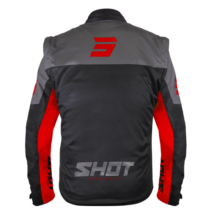 Veste SHOT softshell lite noir/rouge 2026 | Oxmoto