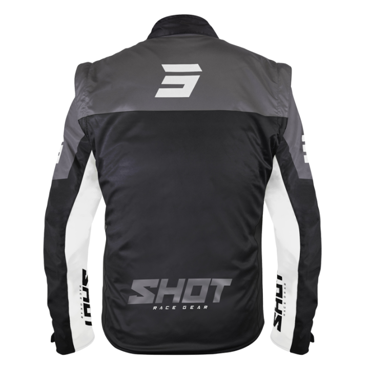Veste SHOT softshell lite noir/blanc 2026 | Oxmoto