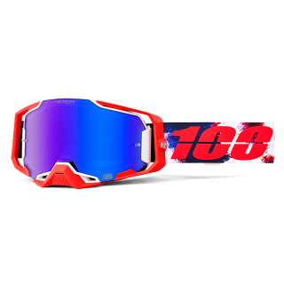 Lunettes 100% armega hiper rouge écran bleu | Oxmoto