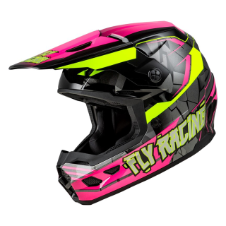 Casque enfant FLY racing kinetic scorched - rose fluo/hi-vis/noir 2025