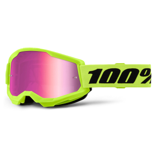 Lunettes 100% strata 2 jaune fluo - écran iridium | Oxmoto