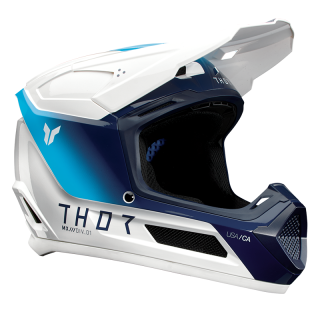 Casque enfants Thor fleet storm bleu/blanc 2025 | Oxmoto