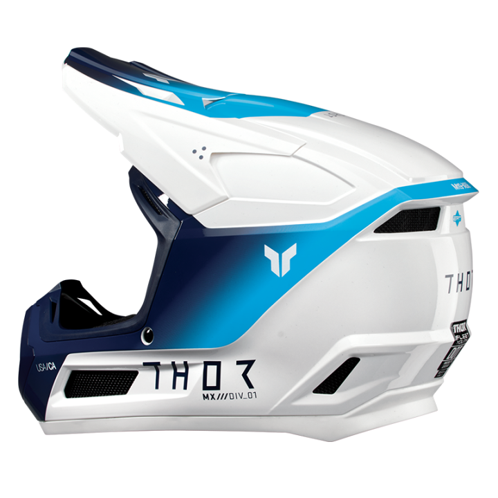 Casque enfants Thor fleet storm bleu/blanc 2025 | Oxmoto
