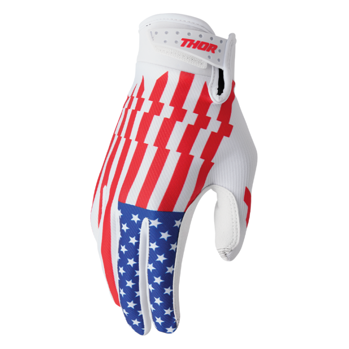 Gants Thor launchmode blanc/rouge/bleu | Oxmoto