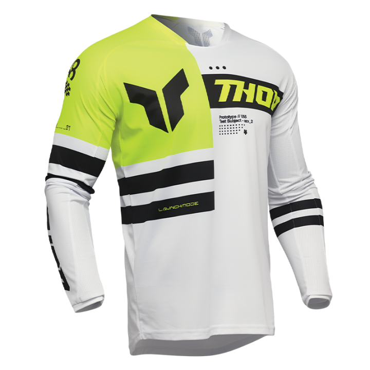 Maillot Thor launchmode dozer jaune/blanc 2025 | Oxmoto