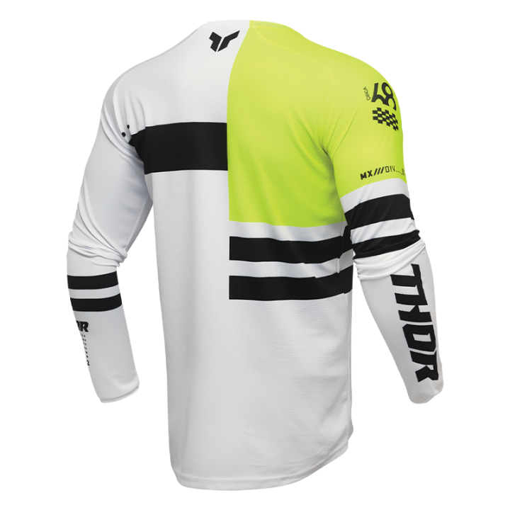 Maillot Thor launchmode dozer jaune/blanc 2025 | Oxmoto