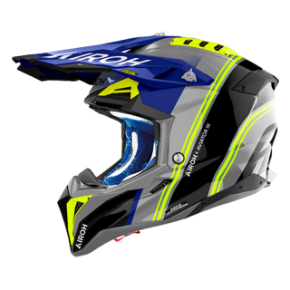 Casque Airoh aviator 3 hima bleu brillant 2024 | Oxmoto