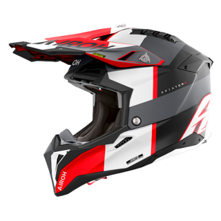 Casque Airoh aviator 3 monarch gris/rouge mat 2024 | Oxmoto