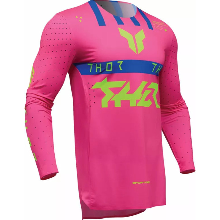 Maillot Thor sportmode flite neon eli steria rose/bleu 2025