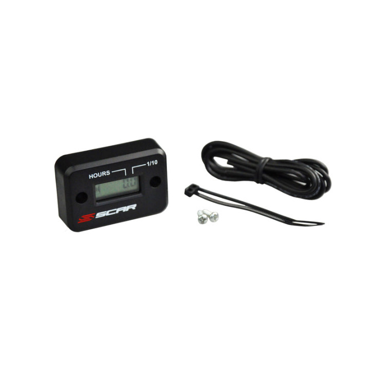 Compteur d'heures Scar filaire avec Velcro noir | Oxmoto