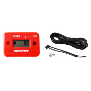 Compteur d'heures Scar filaire avec Velcro rouge | Oxmoto