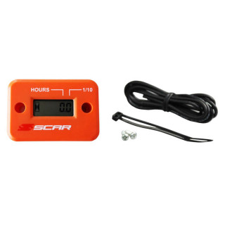 Compteur d'heures Scar filaire avec Velcro orange | Oxmoto