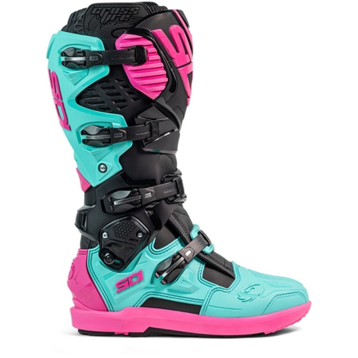 Bottes Sidi Crossfire 3 SRS - noir / Menthe / rose | Oxmoto