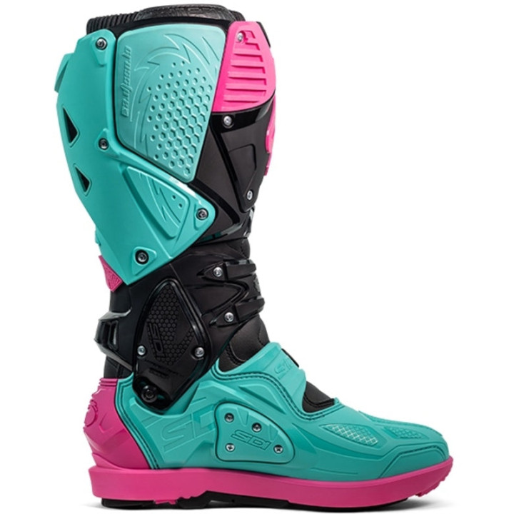 Bottes Sidi Crossfire 3 SRS - noir / Menthe / rose | Oxmoto