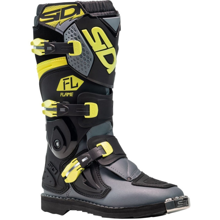 Bottes enfants Sidi Flame - noir / Citron / gris | Oxmoto