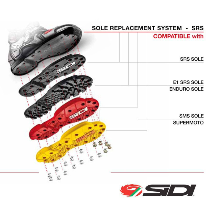Semelles Enduro Sidi E1 SRS noir 43/44 | Oxmoto
