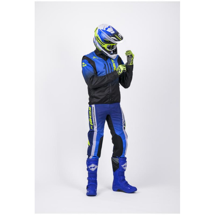 Veste enduro KENNY softshell bleu/jaune | Oxmoto