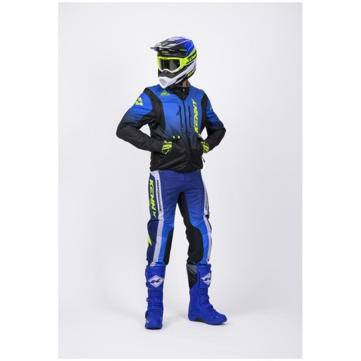 Veste enduro KENNY softshell bleu/jaune | Oxmoto