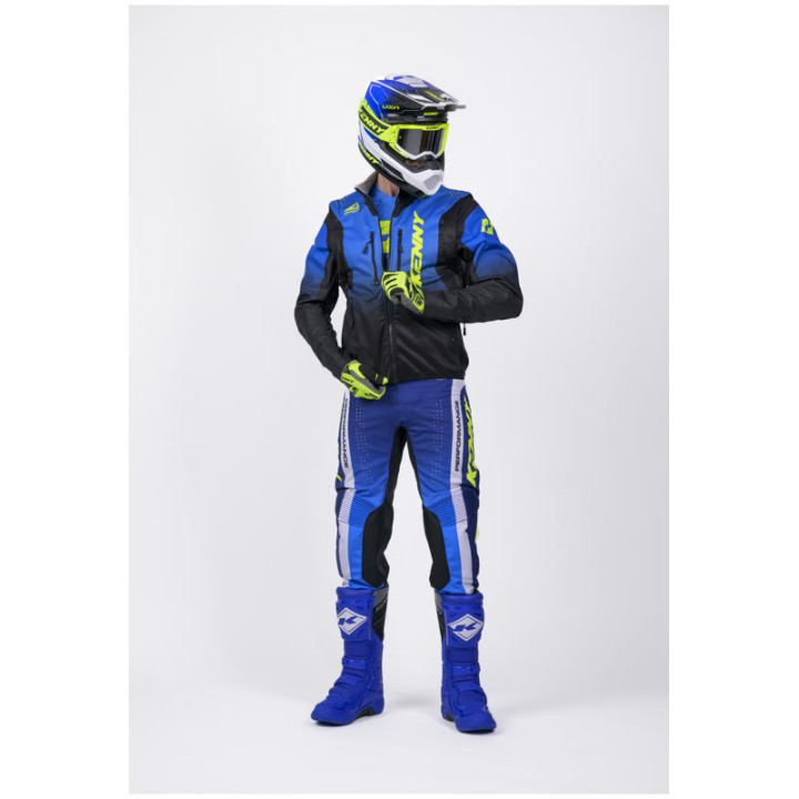 Veste enduro KENNY softshell bleu/jaune | Oxmoto