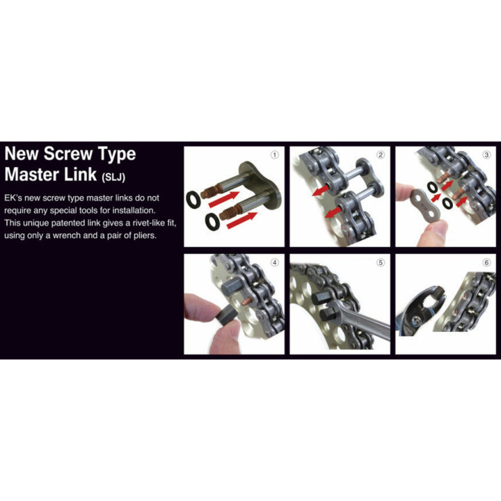 Chaine de transmission EK CHAIN 520 SRX2 - Joints Qx-Ring - attache rapide à visser