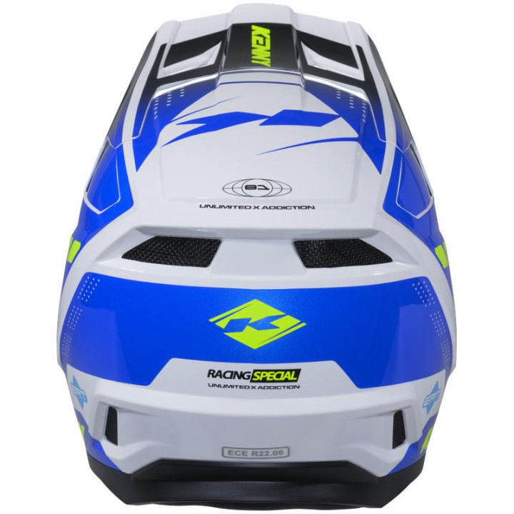 Casque KENNY performance graphic blanc/bleu | Oxmoto