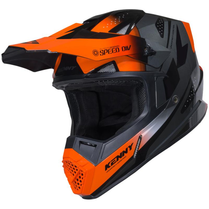 Casque KENNY track graphic speed noir/orange fluo | Oxmoto
