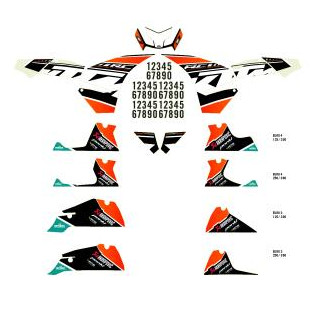 Kit autocollant orange/noir factory KTM rc 2014-2020
