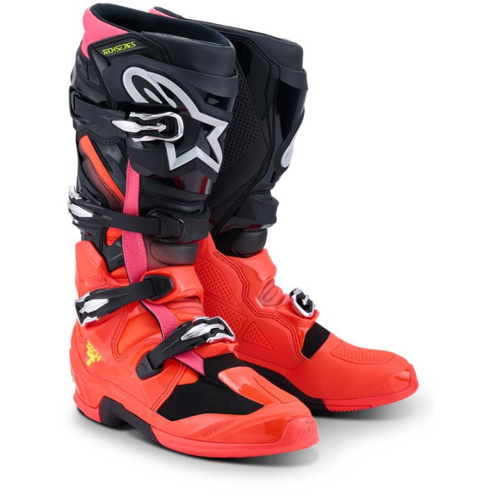 Bottes Alpinestars tech 7 noir/rouge/rose | Oxmoto