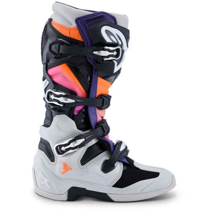 Bottes Alpinestars tech 7 noir/gris/orange/magenta | Oxmoto