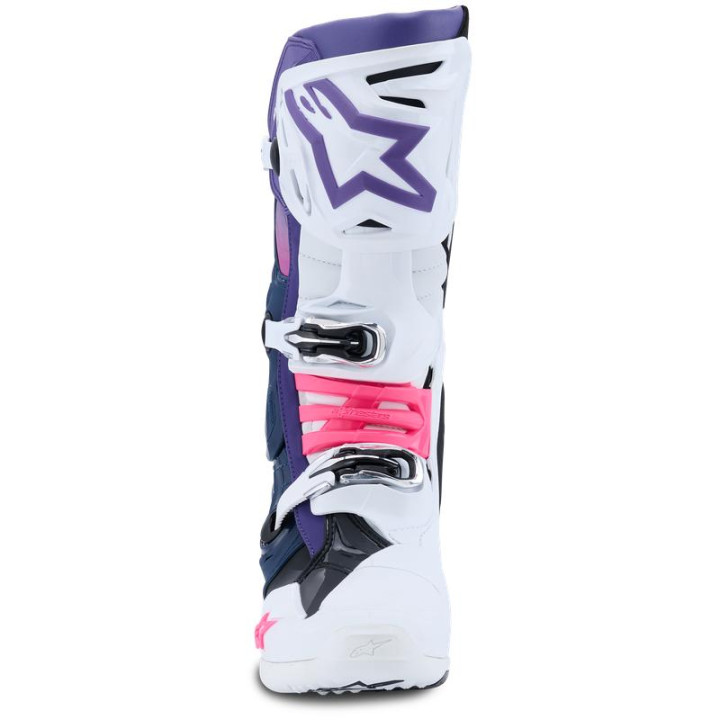 Bottes Alpinestars tech 10 blanc/violet/bleu/rose | Oxmoto