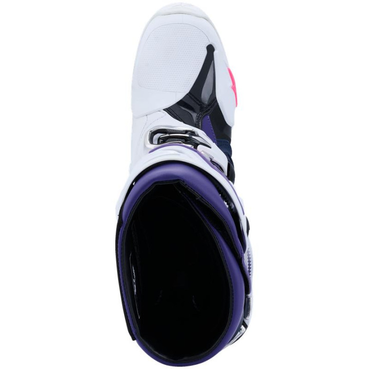 Bottes Alpinestars tech 10 blanc/violet/bleu/rose | Oxmoto