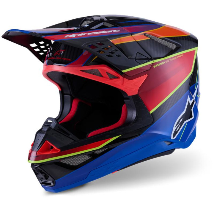 Casque Alpinestars supertech m10 (s-m10) era bleu/rouge/jaune