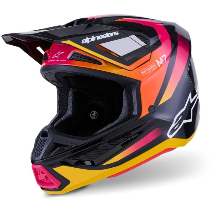Casque Alpinestars s-m7 rise noir/jaune/rose | Oxmoto