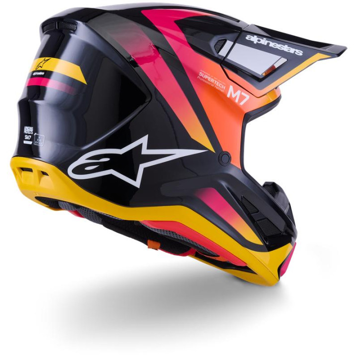 Casque Alpinestars s-m7 rise noir/jaune/rose | Oxmoto
