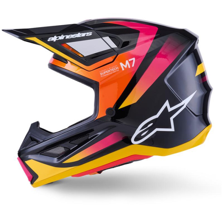 Casque Alpinestars s-m7 rise noir/jaune/rose | Oxmoto
