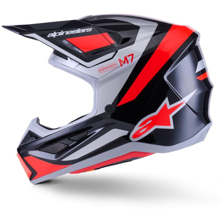 Casque Alpinestars s-m7 rise noir/gris/rouge | Oxmoto