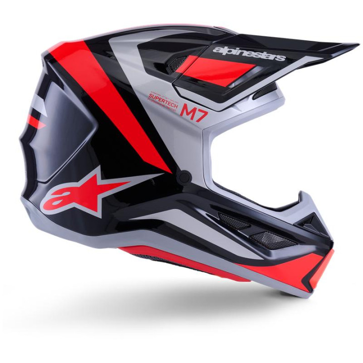 Casque Alpinestars s-m7 rise noir/gris/rouge | Oxmoto