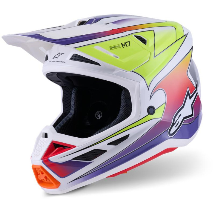 Casque Alpinestars s-m7 fuse blanc/jaune/violet | Oxmoto