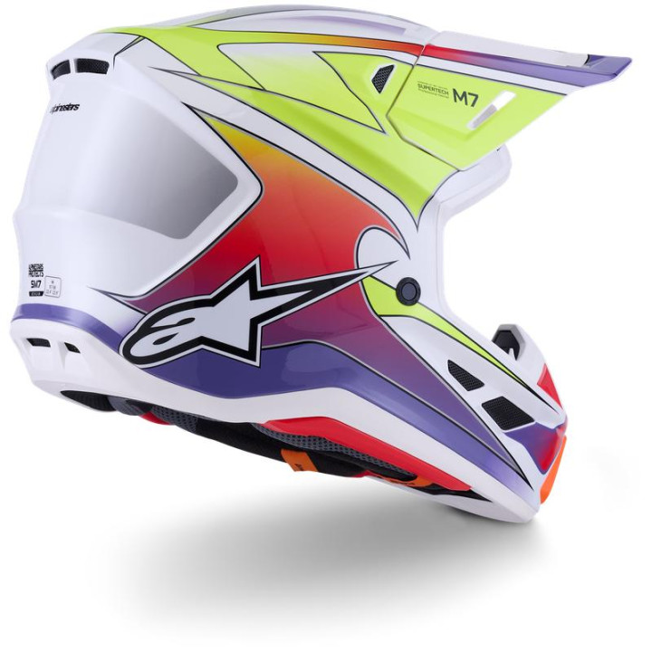 Casque Alpinestars s-m7 fuse blanc/jaune/violet | Oxmoto