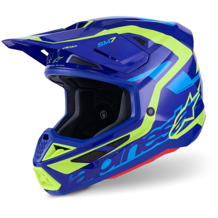 Casque Alpinestars s-m7 deed bleu/jaune | Oxmoto