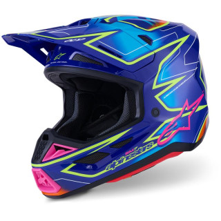 Casque Alpinestars s-m7 cast bleu/rose/jaune | Oxmoto