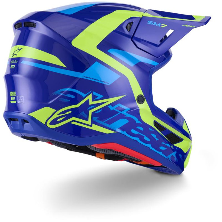 Casque Alpinestars s-m7 deed bleu/jaune | Oxmoto