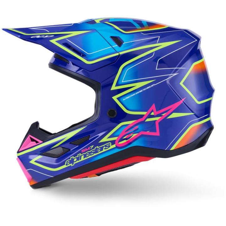 Casque Alpinestars s-m7 cast bleu/rose/jaune | Oxmoto