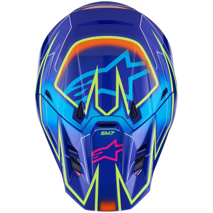 Casque Alpinestars s-m7 cast bleu/rose/jaune | Oxmoto