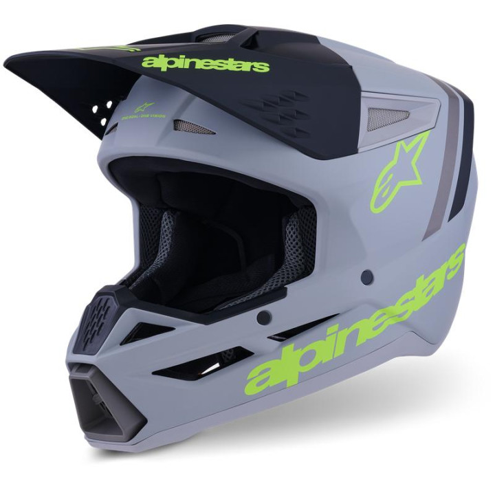 Casque Alpinestars s-m3 radium gris/noir/jaune mat | Oxmoto