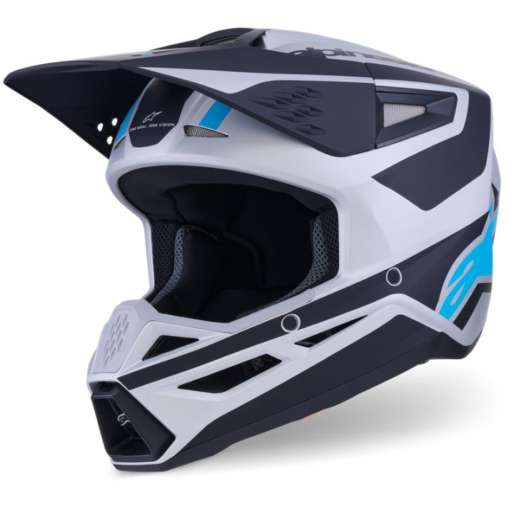Casque Alpinestars s-m3 heat gris/bleu/noir mat | Oxmoto
