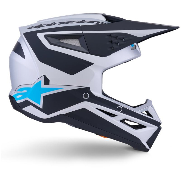 Casque Alpinestars s-m3 heat gris/bleu/noir mat | Oxmoto